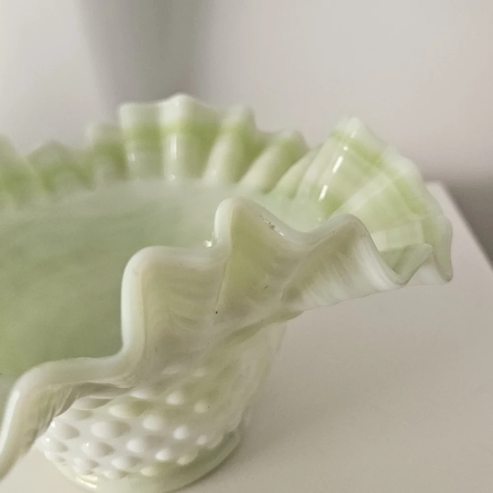 Green Slag Glass Bowl - Picture 3 of 8